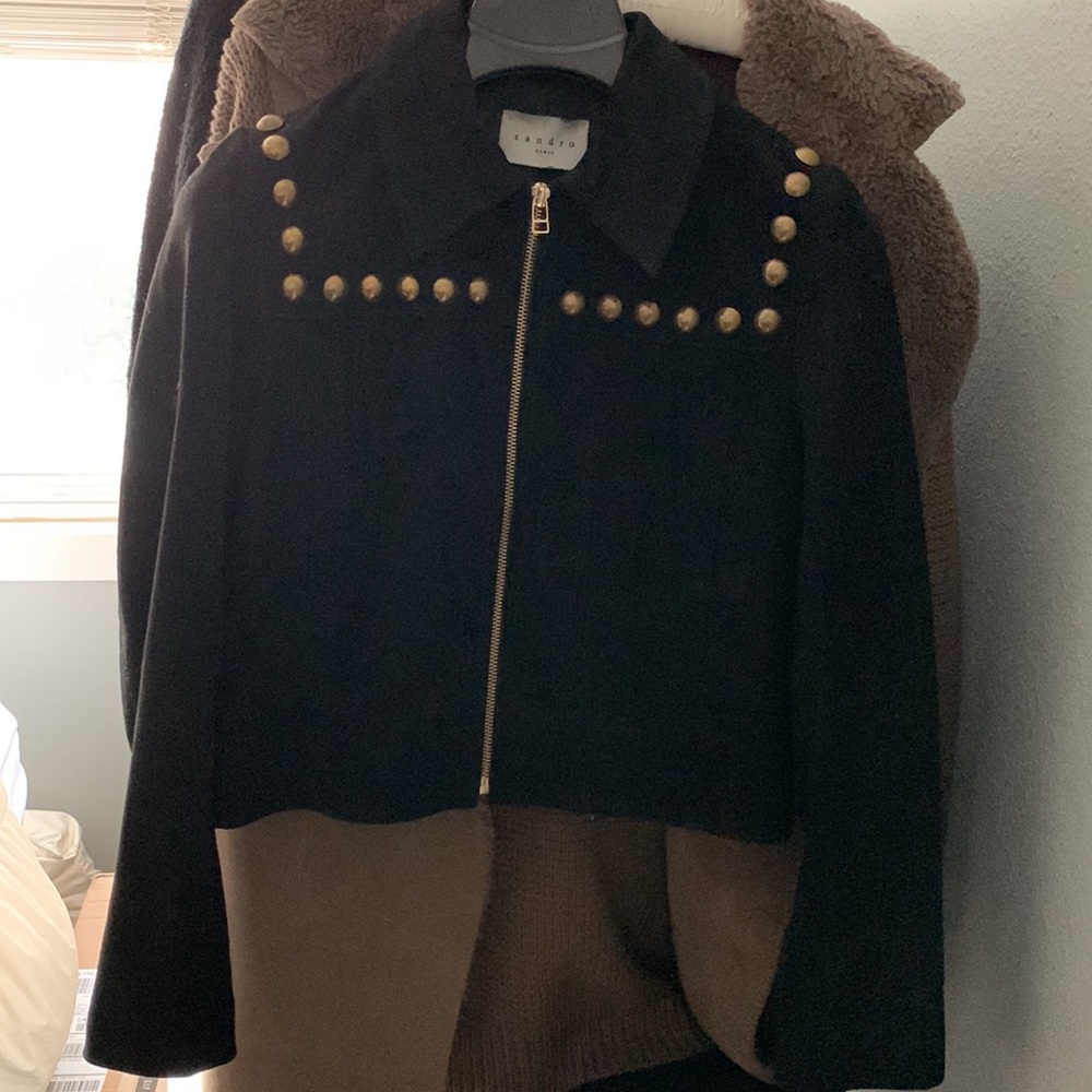 Sandro Suede 100% Leather Bomber Jacket